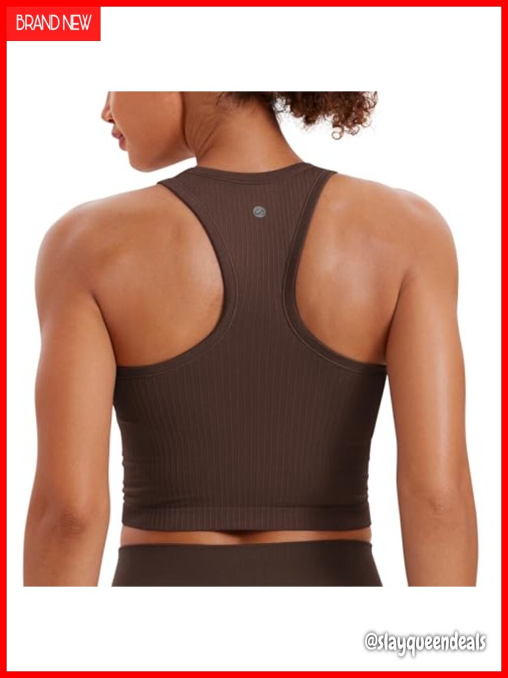 Seamless Rib Racerback Crop Tank Built-in Shelf Bra Yoga Athletic Top